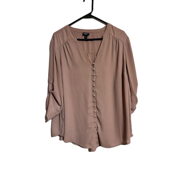 Torrid Light Pink Roll Tab Sleeve Semi Sheer Blouse size 1X - Picture 1 of 6